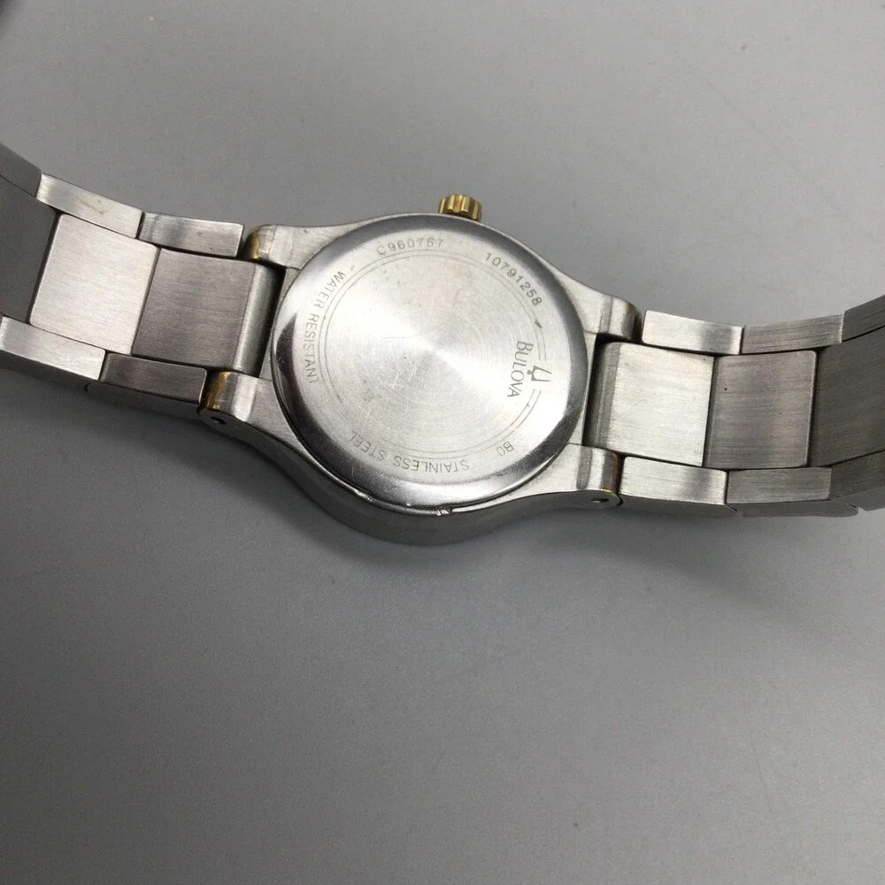 Bulova Womens Watch 25mm MOP Dial Two Tone Stainless Diamond New Battery 7.25